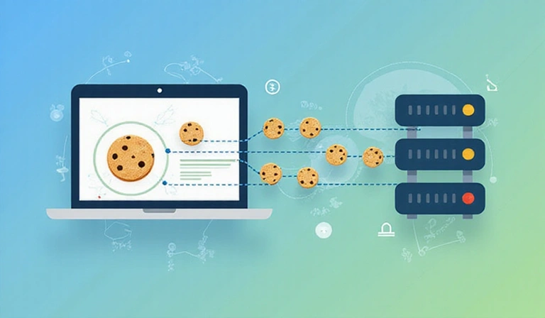 Ilustrace souborů cookie jako malých datových balíčků